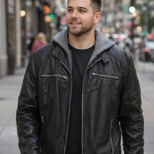 GUESS Black Jacket with Gray Hood